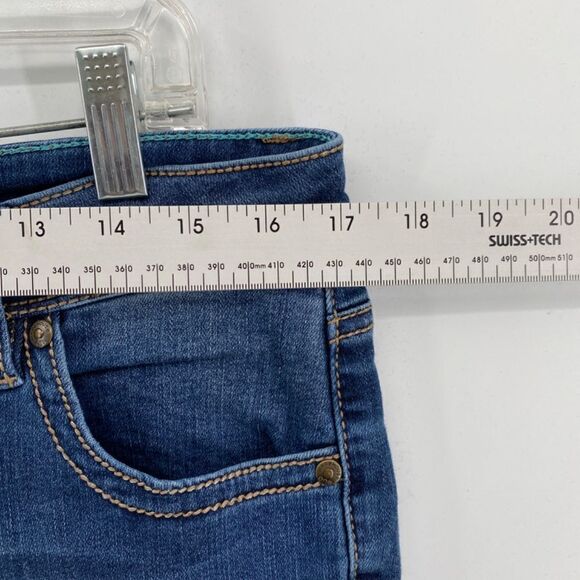 Warehouse One Jeans Women's 33 Short Curvy Bootcut Denim 5 Pocket Blue Whiskered - Picture 9 of 13